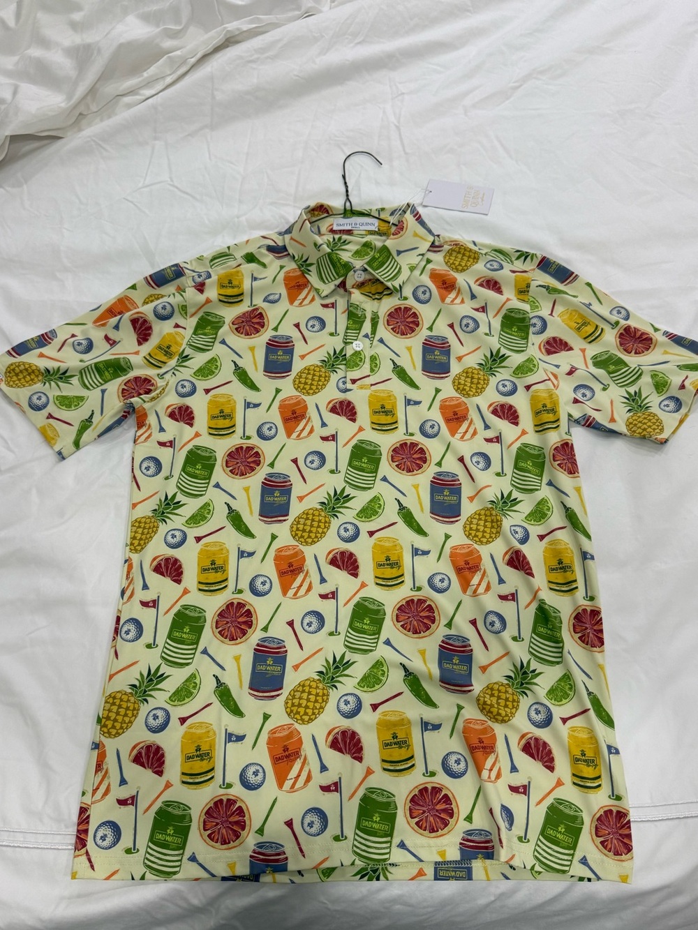 Smith & Quinn Golf Polo Shirt Dad Water Tropical Cocktails Print Fathers Day
